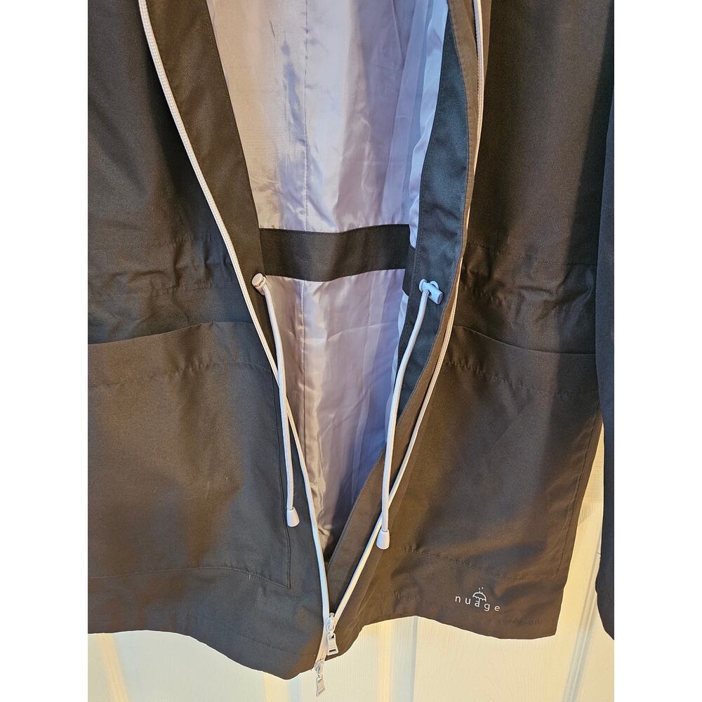 Nuage Women’s Medium Black Hooded Rain Jacket Waterproof Long Coat M - Picture 7 of 10